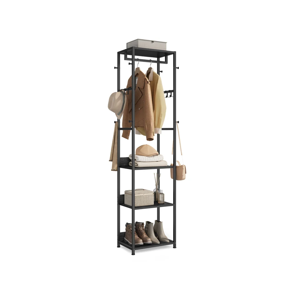 Coat rack freestanding hall tree with shelves