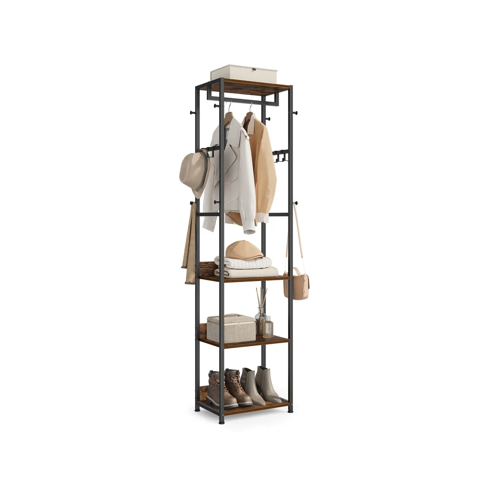 Coat rack freestanding hall tree with shelves - Image 2