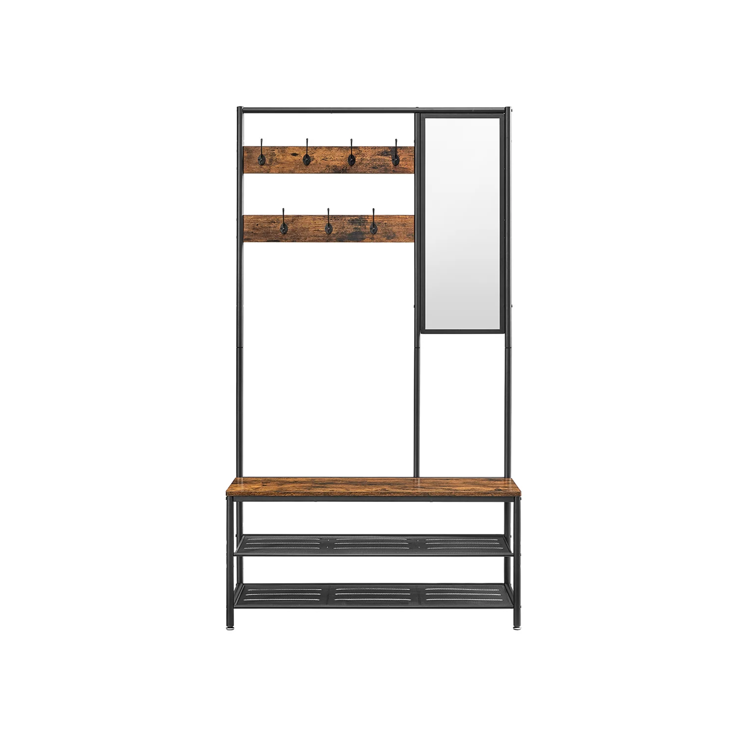 Coat Rack Shoe Bench with Mirror