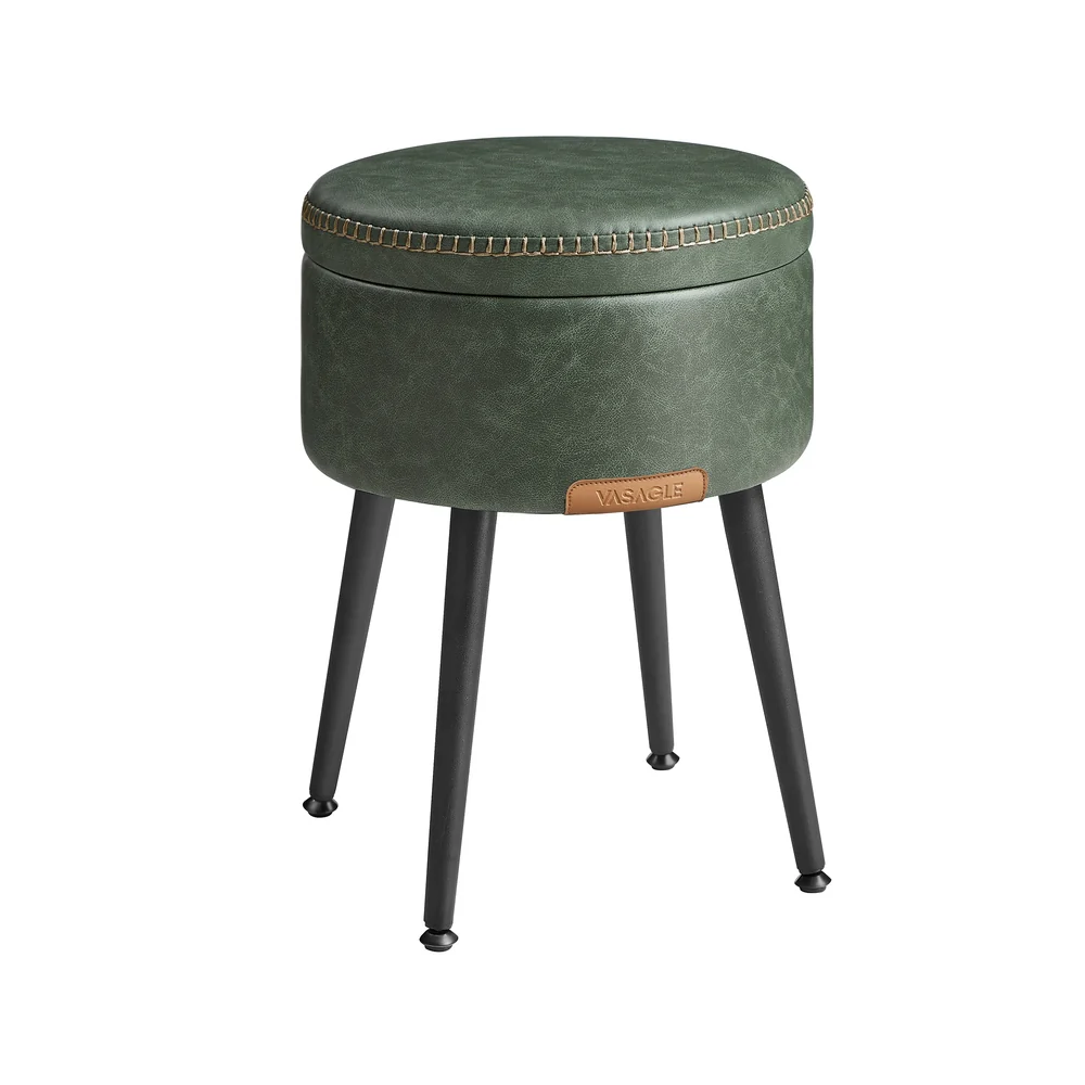 EKHO Collection - Round Storage Ottoman with Steel Legs - Image 2
