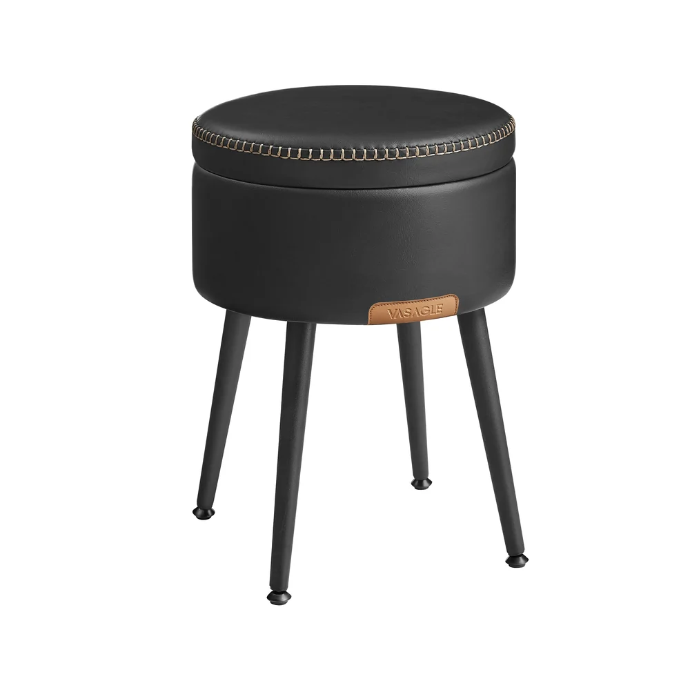 EKHO Collection - Round Storage Ottoman with Steel Legs - Image 3