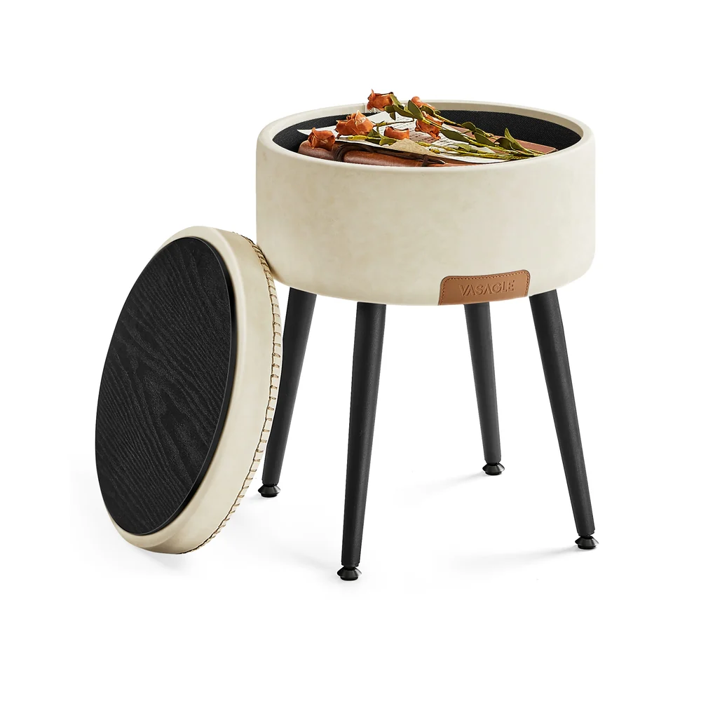 EKHO Collection - Round Storage Ottoman with Steel Legs - Image 4