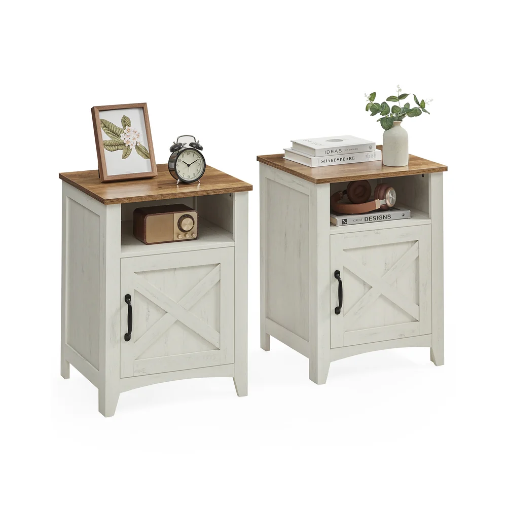 Liry Collection - Farmhouse Nightstand with Barn Door - Image 4