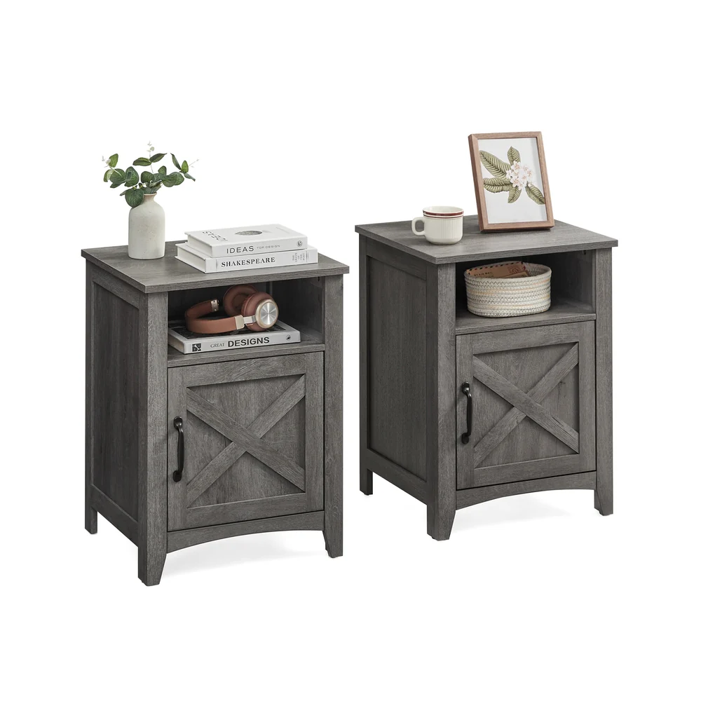 Liry Collection - Farmhouse Nightstand with Barn Door - Image 5