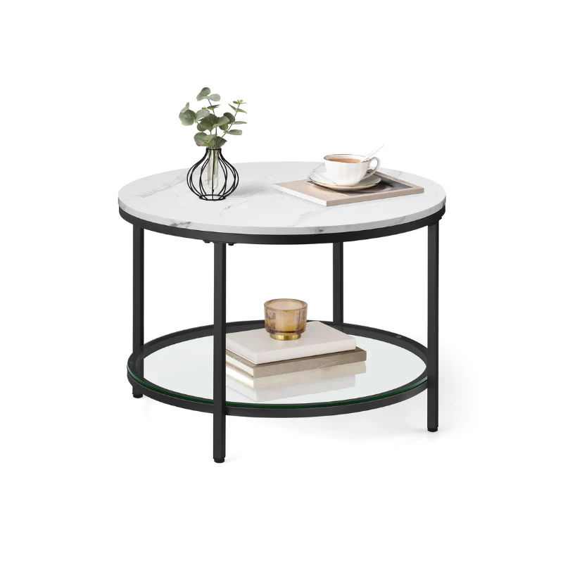 Faux Marble Round Coffee Table - Image 2
