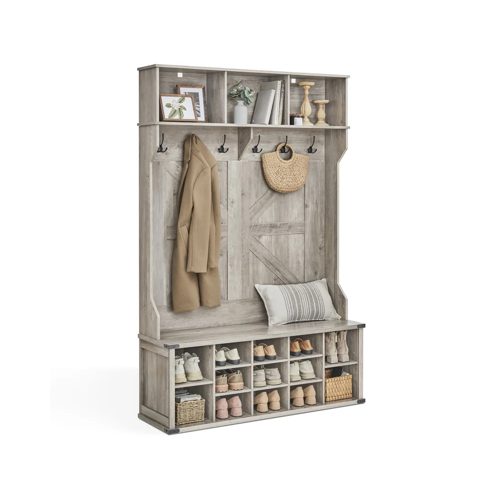 Liry Collection - Hall Tree with Bench and Shoe Storage - Image 3