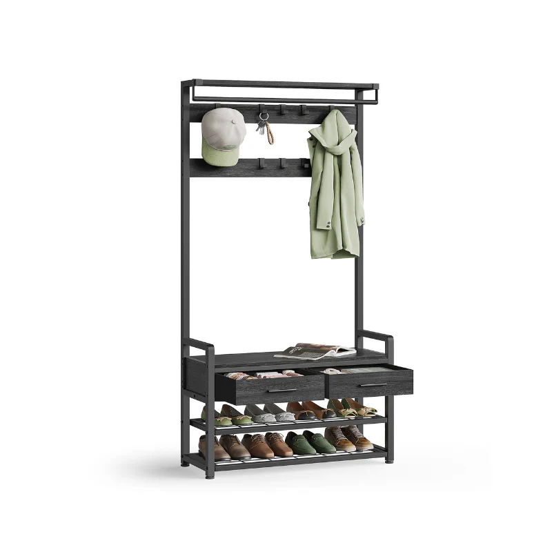 Hall Tree with Bench and Shoe Storage - Image 2