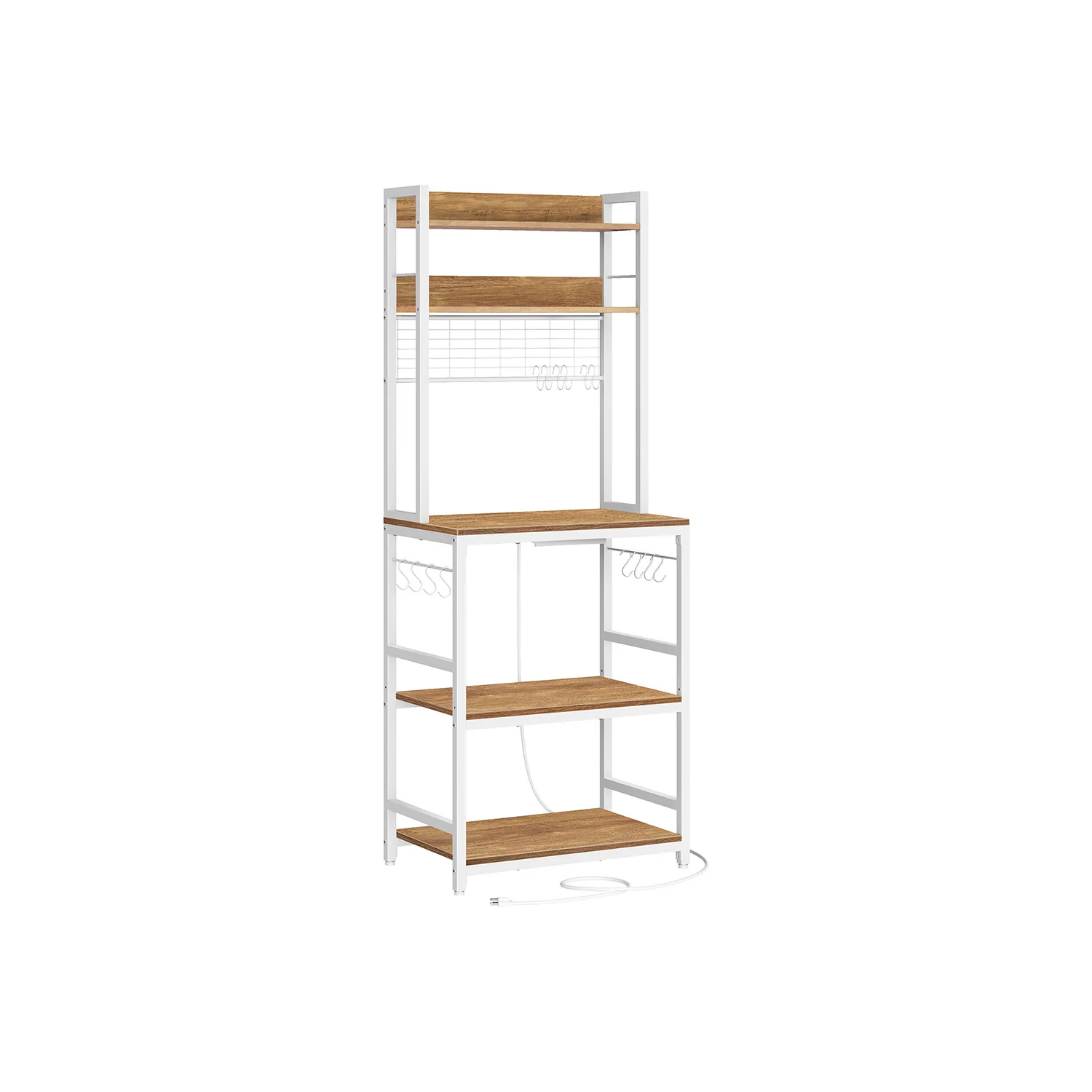 Bakers Rack with Charging Station and Adjustable Shelf - Image 2