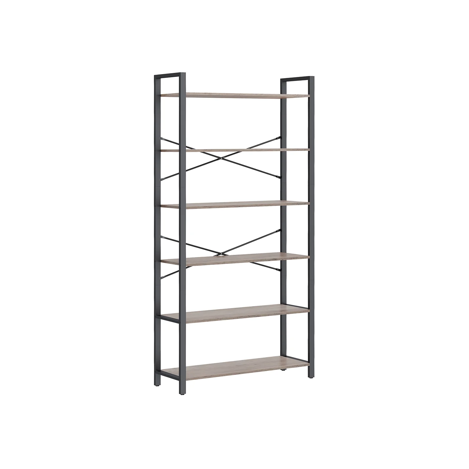 6-Tier Industrial Tall Bookshelf - Image 3