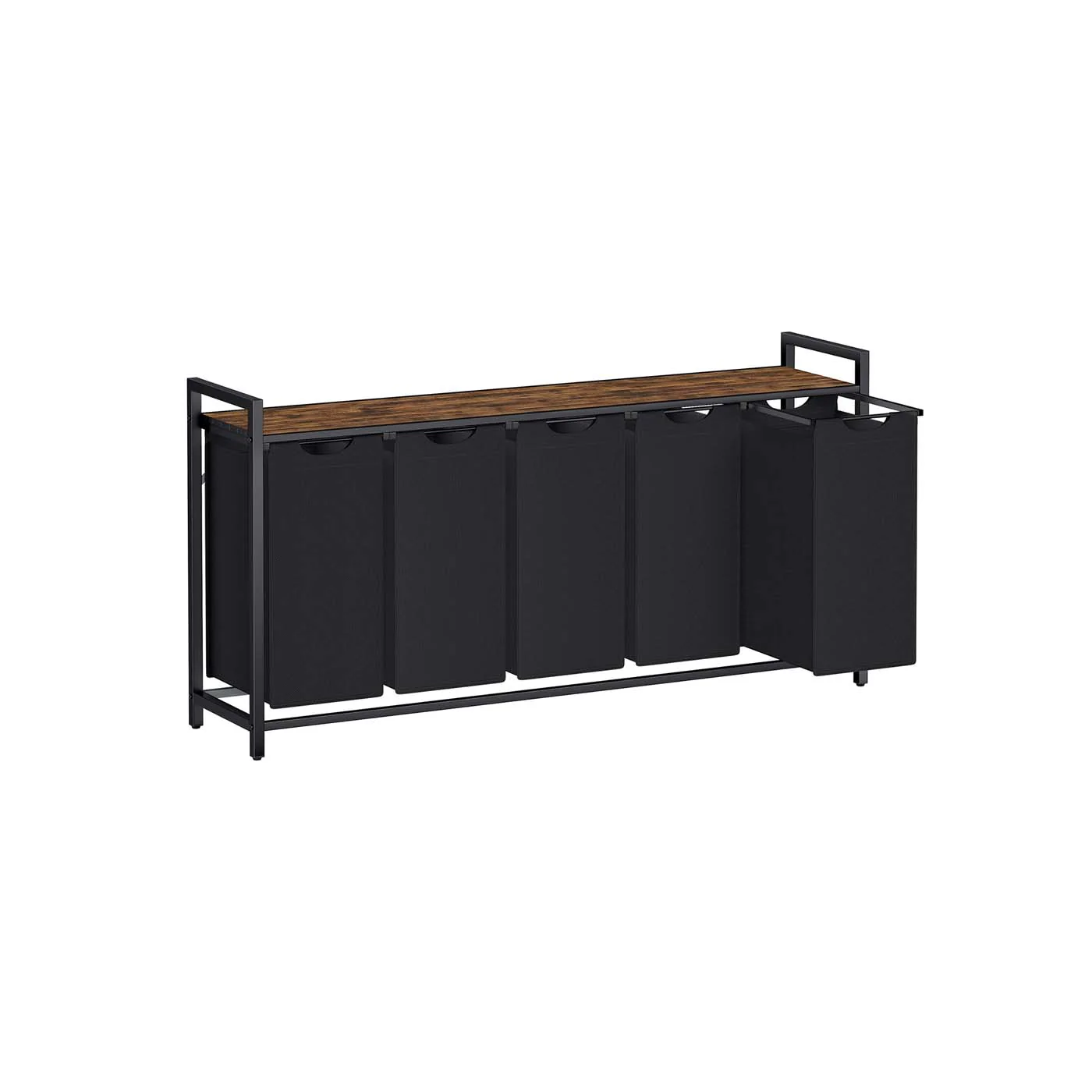 Laundry sorter with five removable bags and sturdy metal frame