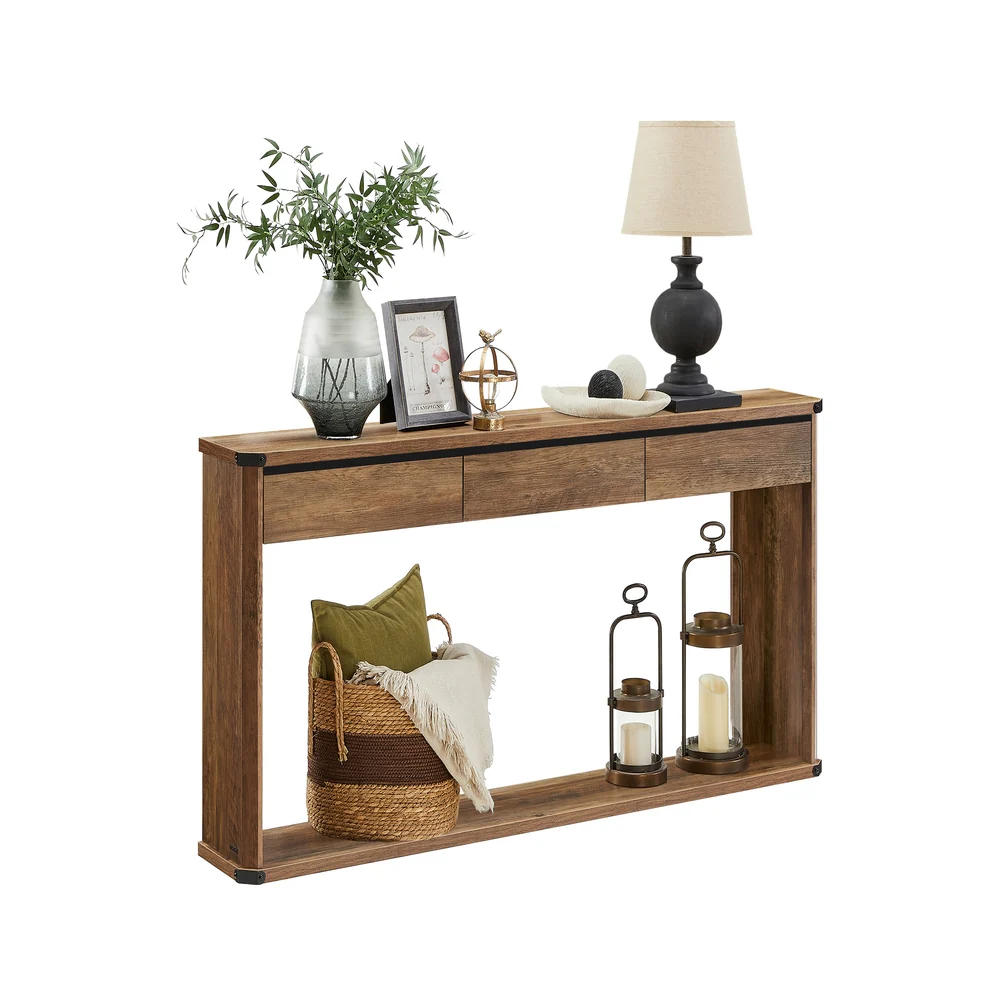 Liry Collection - Narrow console table with drawers and bottom shelf