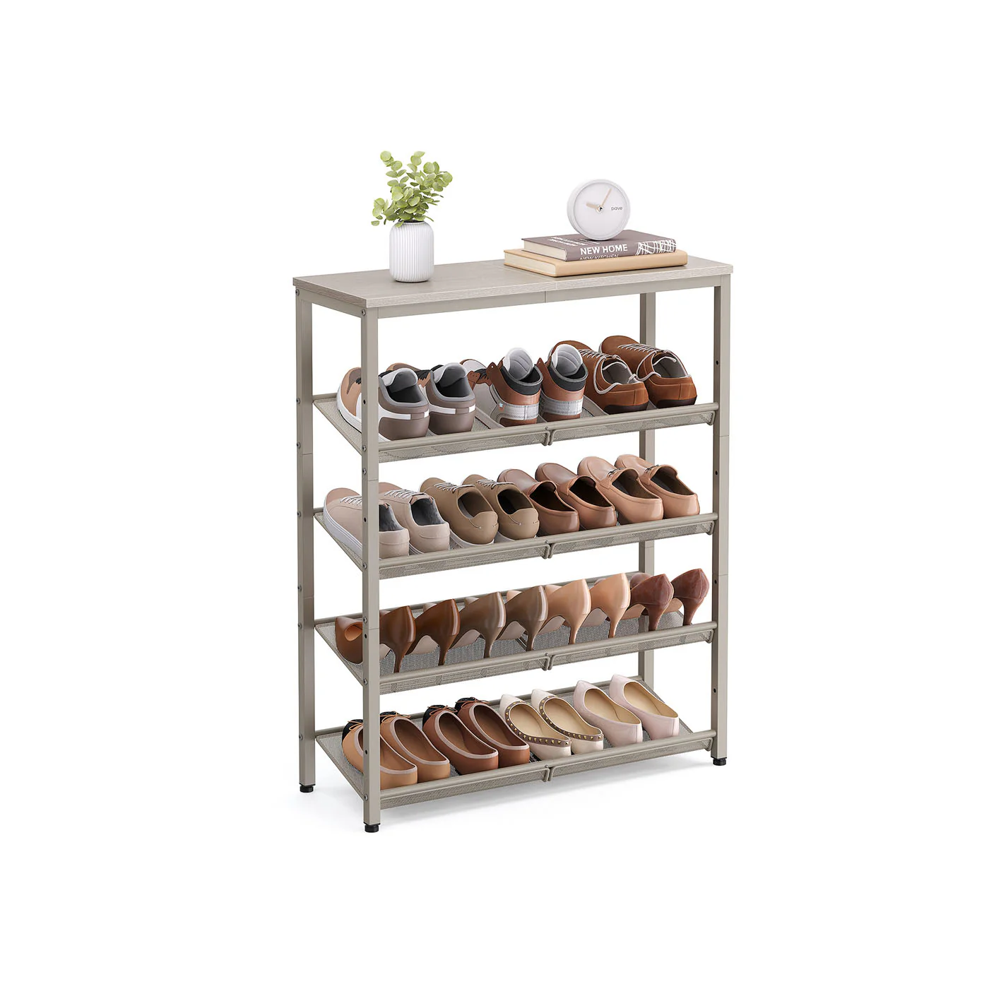 5-Tier Shoe Rack with Storage Shelves and Spacious Top