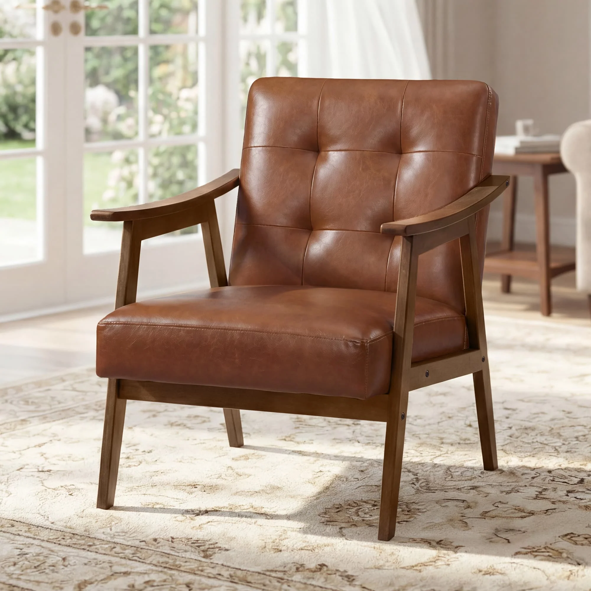 PU leather accent chair for living room bedroom or office