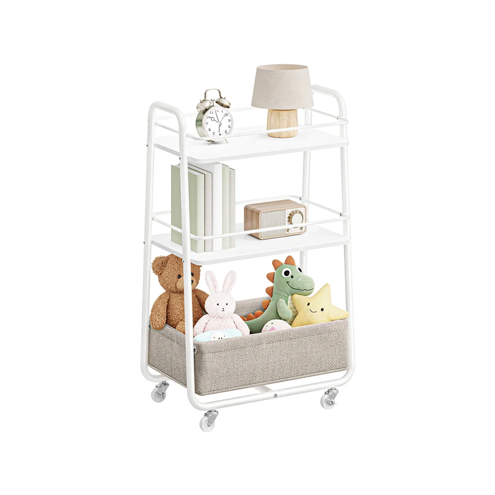 Rolling storage cart with fabric basket and wheels - Image 2