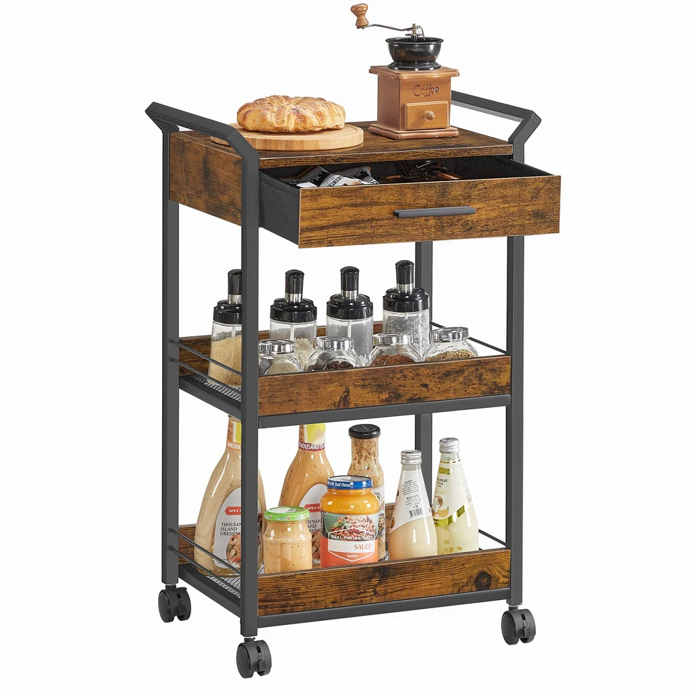 Rolling Utility Cart with Table Top and Handles - Image 2