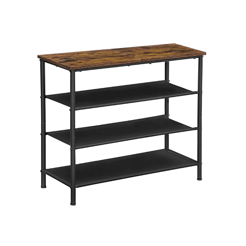 Shoe Storage Rack with 3 Fabric Shelves