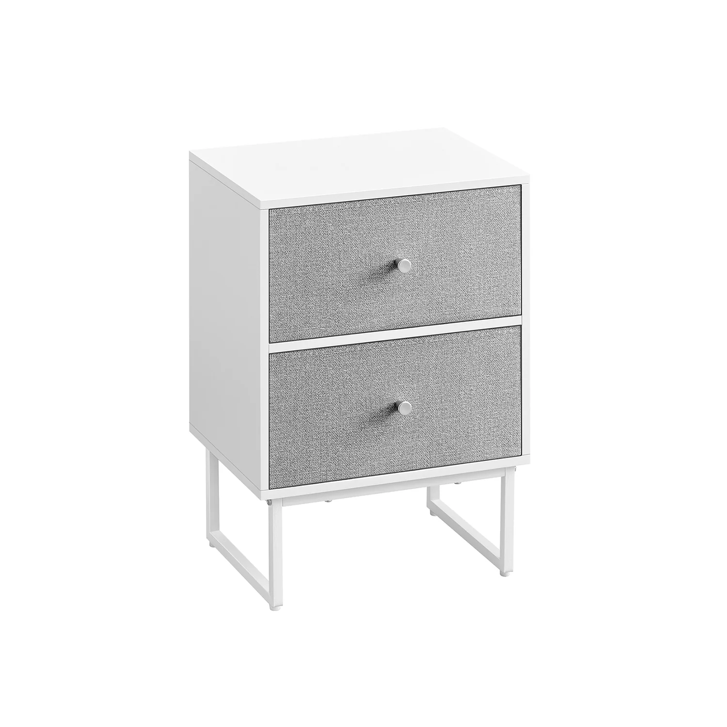 Set of 2 Bed Side Tables with Fabric Drawers Cloud White and Dove - Image 3