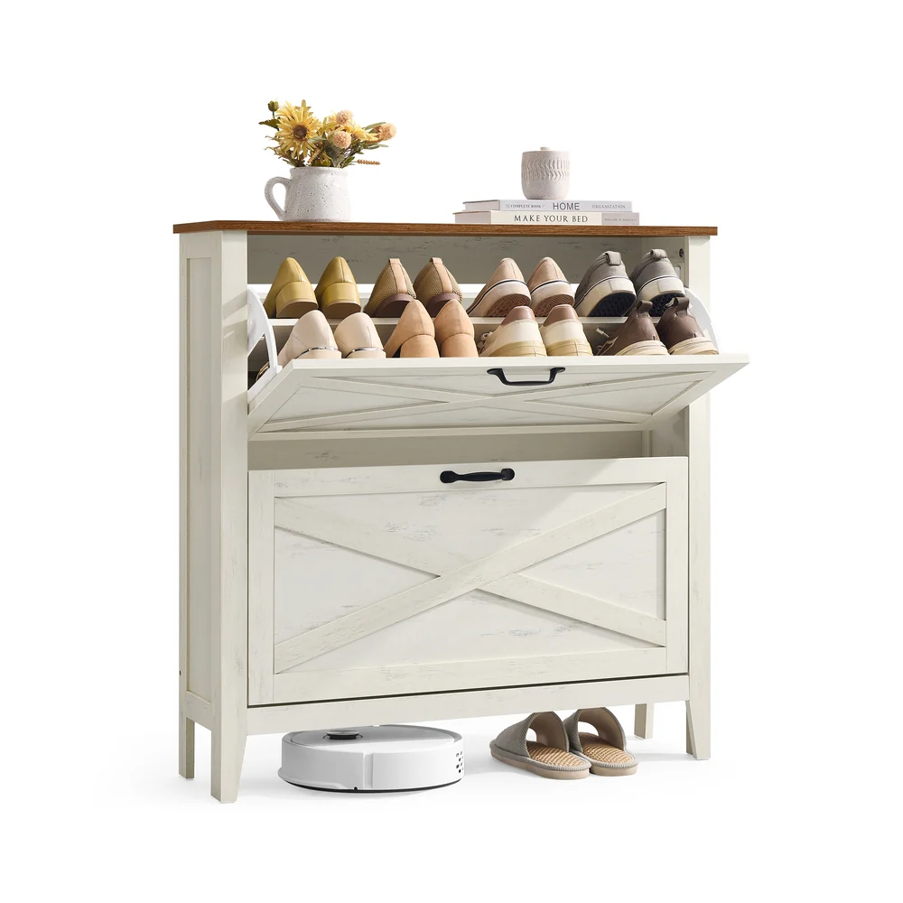 LIRY Collection - Shoe Storage Cabinet with Flip Drawers
