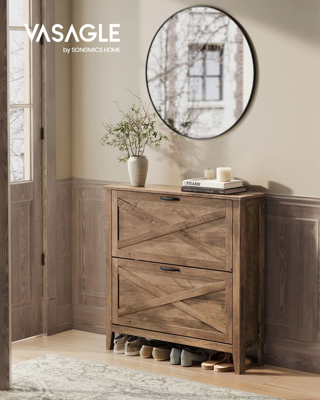 LIRY Collection - Shoe Storage Cabinet with Flip Drawers - Image 2