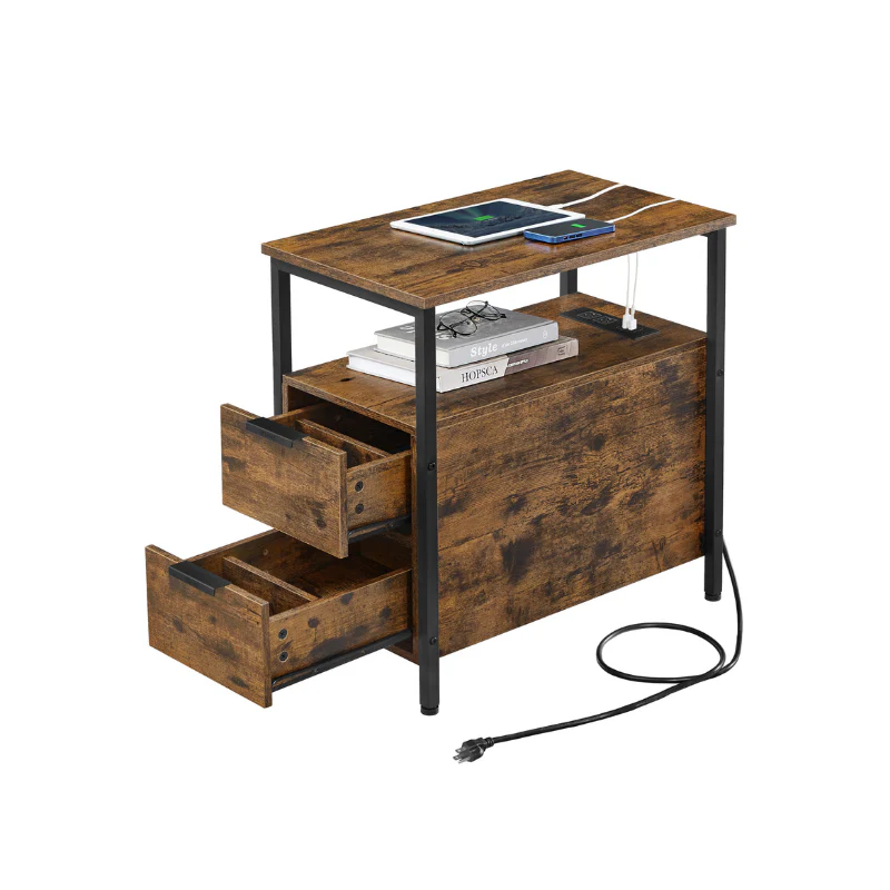 Side Table with Charging Station