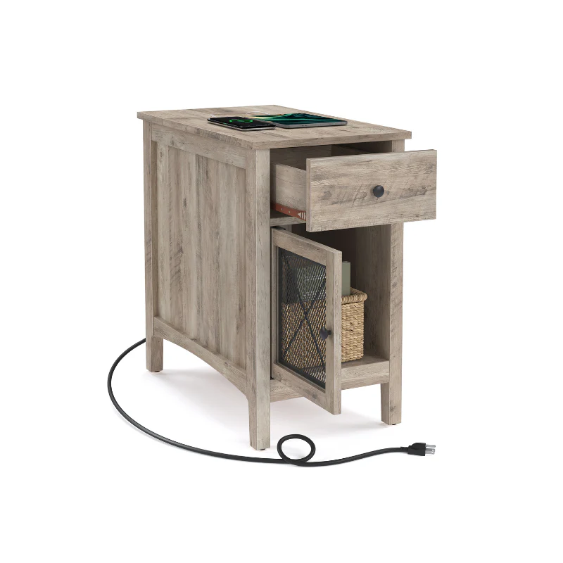 Side Table with USB Ports and Outlets