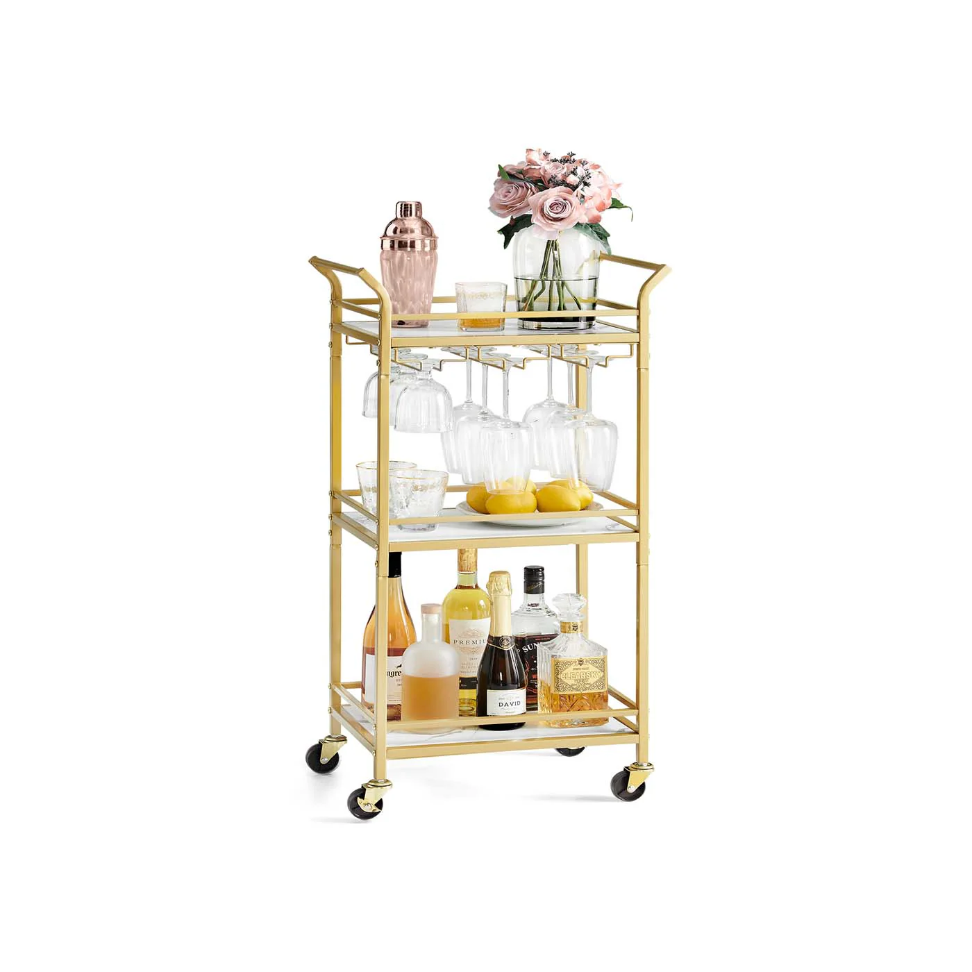 Small Bar Cart with 3-Tier Shelf