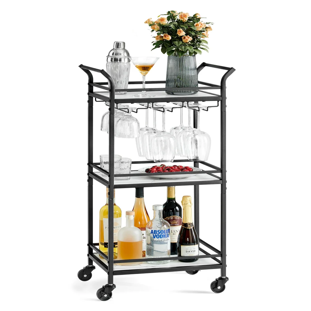 Small Bar Cart with 3-Tier Shelf - Image 2