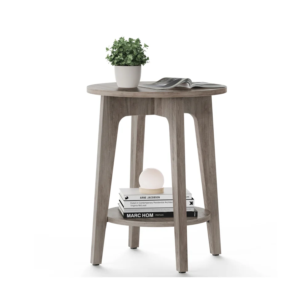 Maezo Collection - Small Round End Table with Lower Shelf - Image 4