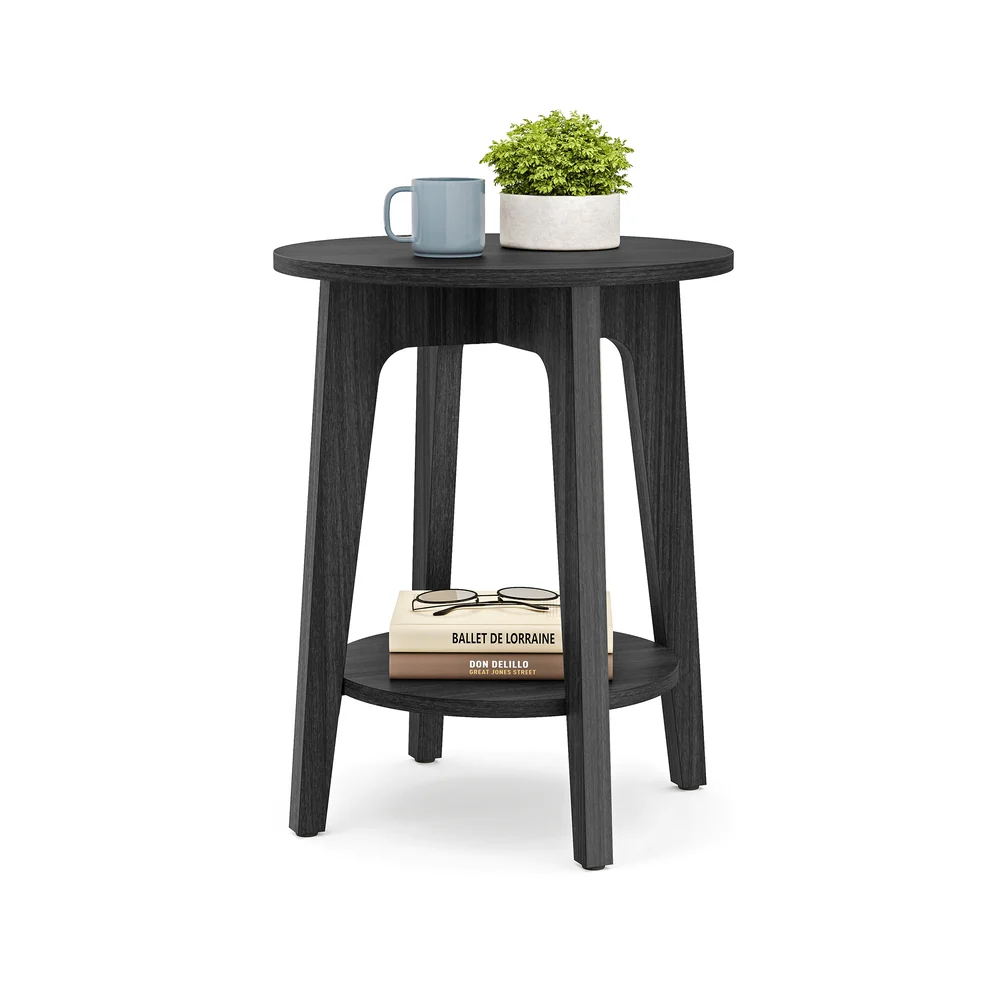 Maezo Collection - Small Round End Table with Lower Shelf - Image 5