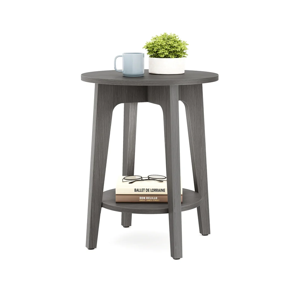 Maezo Collection - Small Round End Table with Lower Shelf - Image 6