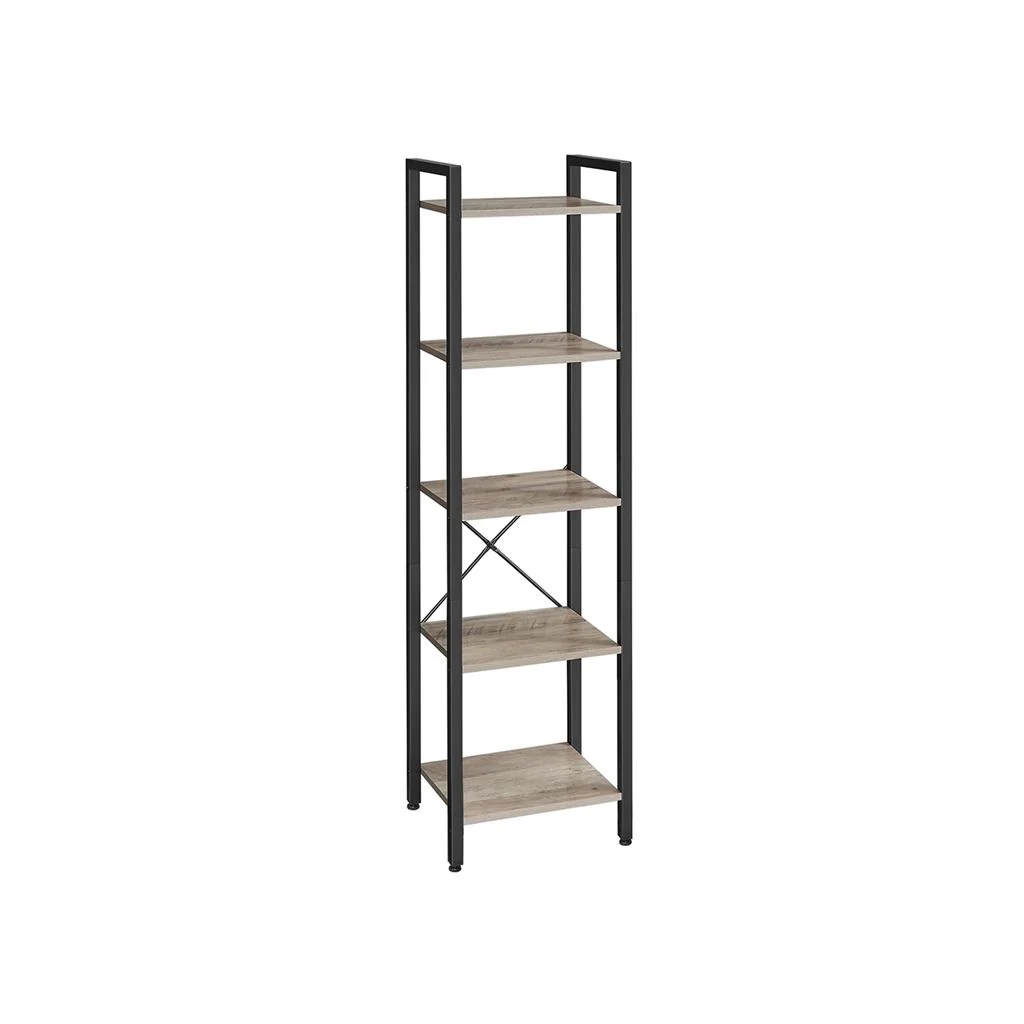 5-Tier Industrial Tall Bookshelf - Image 2