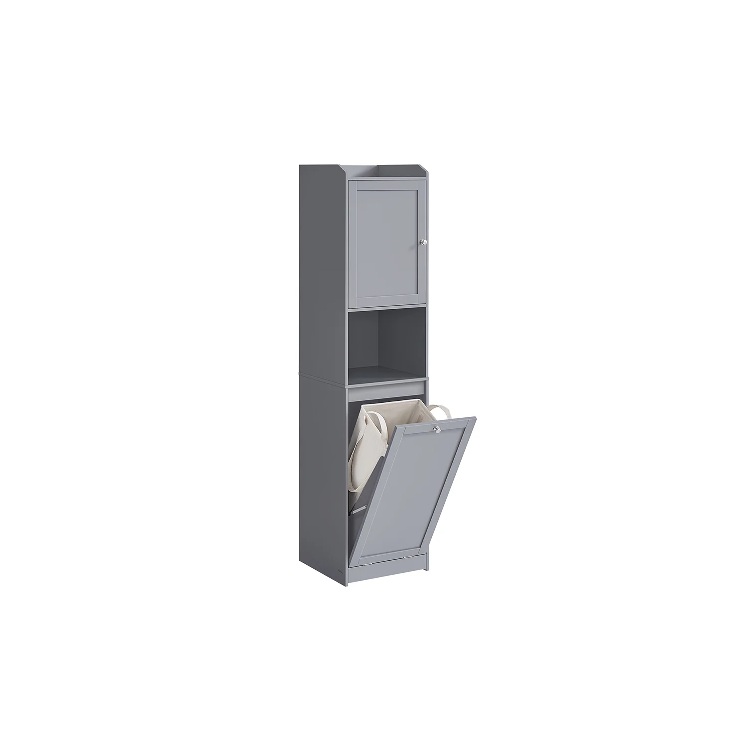 Tall Bathroom Cabinet with Laundry Basket - Image 2
