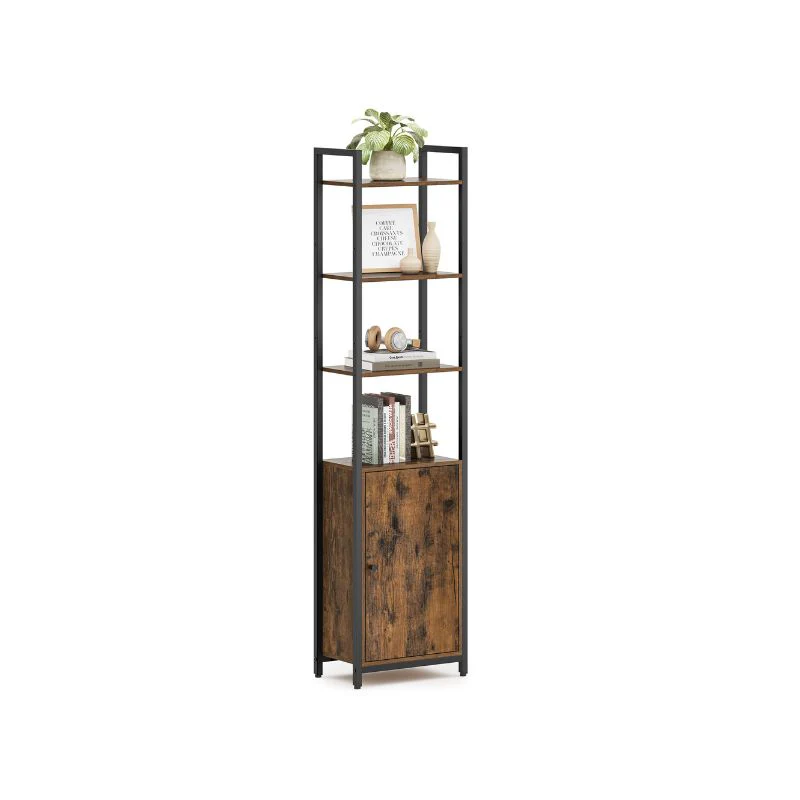 Tall Bookcase with Door and Steel Frame - Image 2