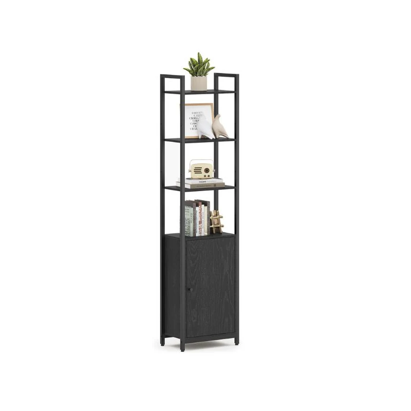 Tall Bookcase with Door and Steel Frame - Image 3