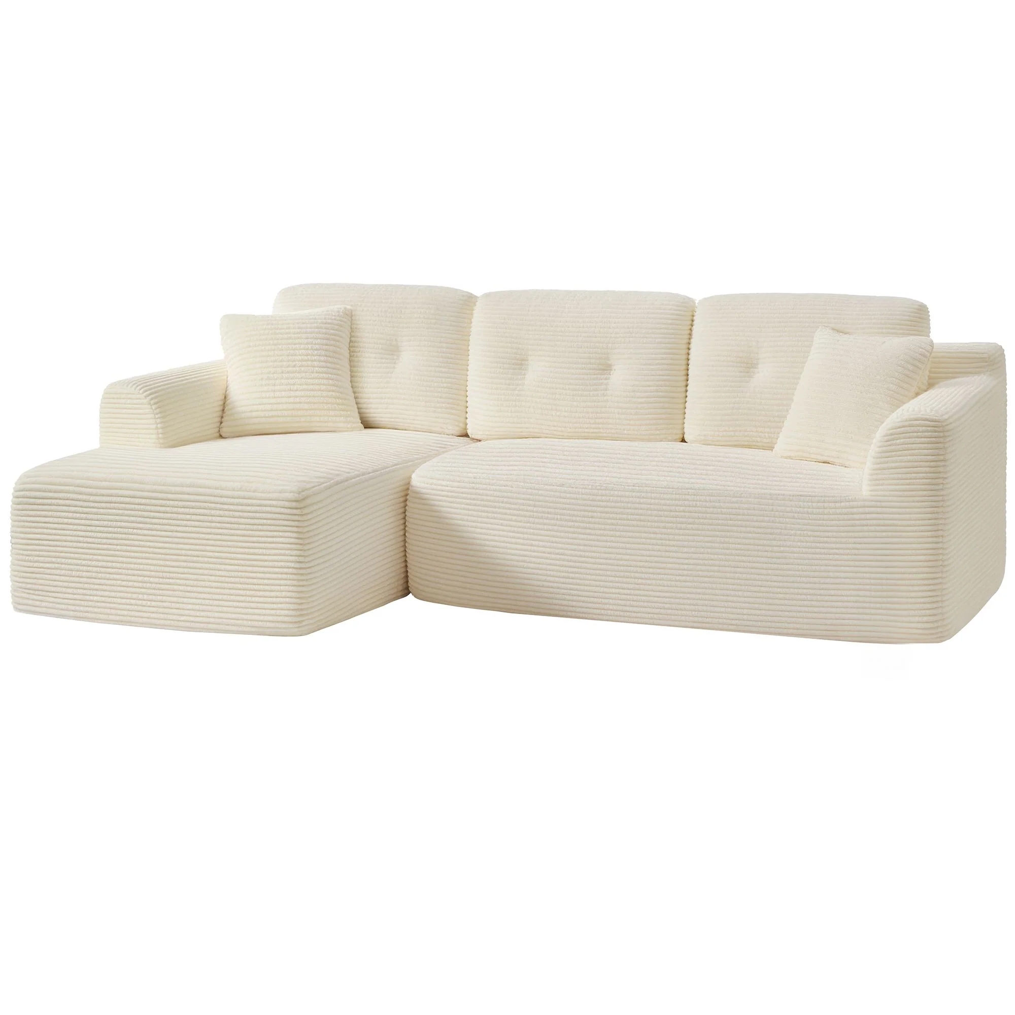 VASAGLE 108.3 Inches Boneless Couch with Chaise, Modular Sectional Sofa, Modern Cloud Couch with Deep Seat, L-Shape Corduroy Sofa for Living Room, Left-Facing Chaise - Image 2