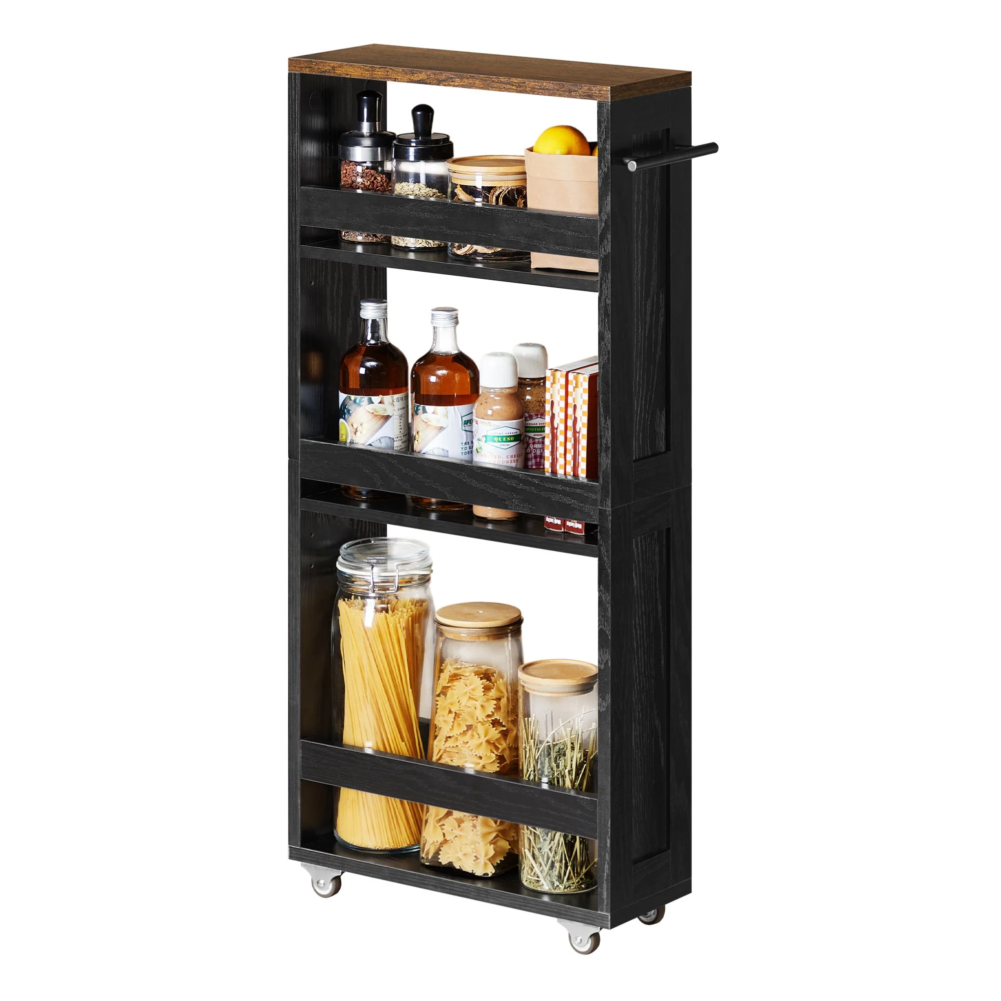 VASAGLE 4-Tier Slide-Out Storage Cart, Slim Kitchen Cart for Small Spaces
