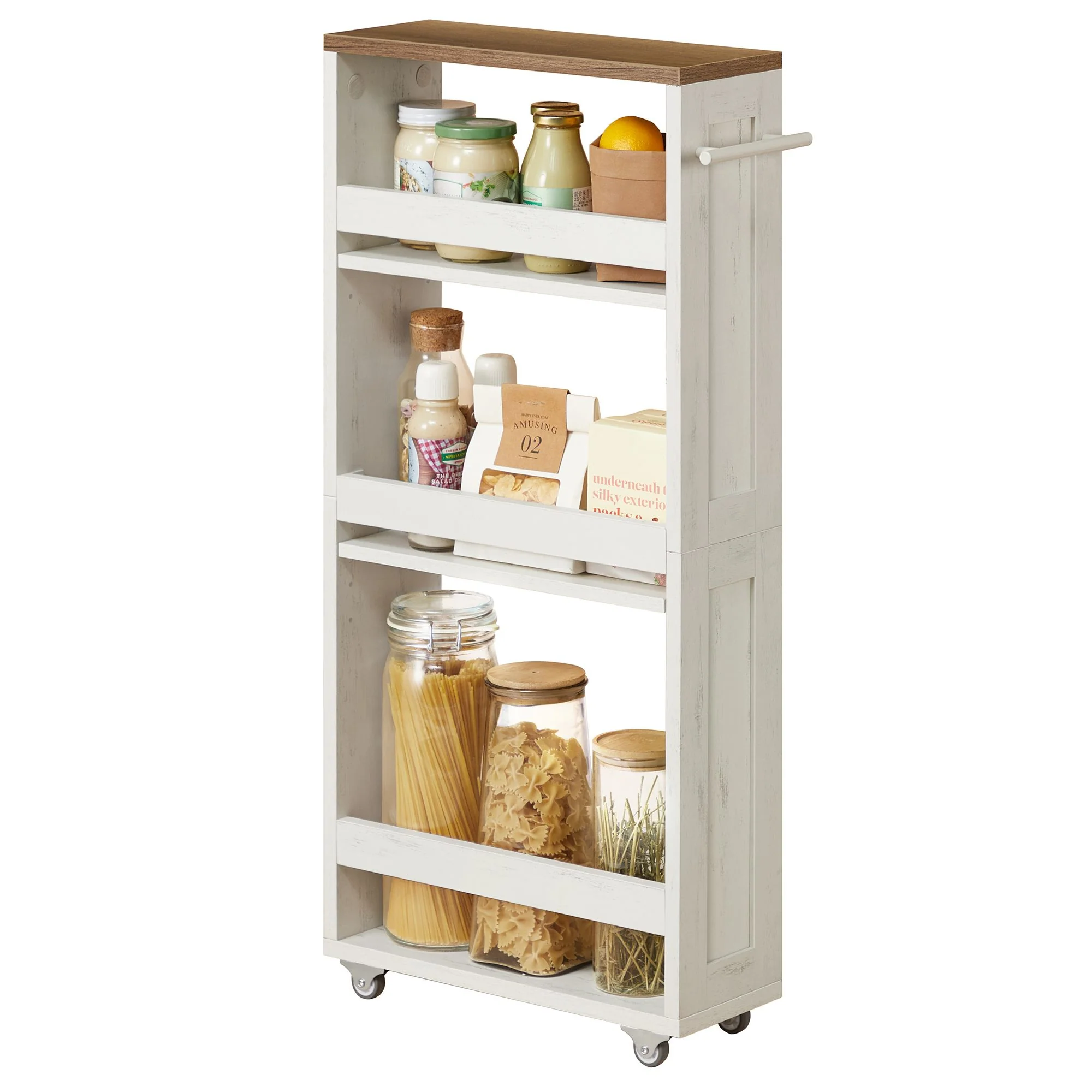 VASAGLE 4-Tier Slide-Out Storage Cart, Slim Kitchen Cart for Small Spaces - Image 2