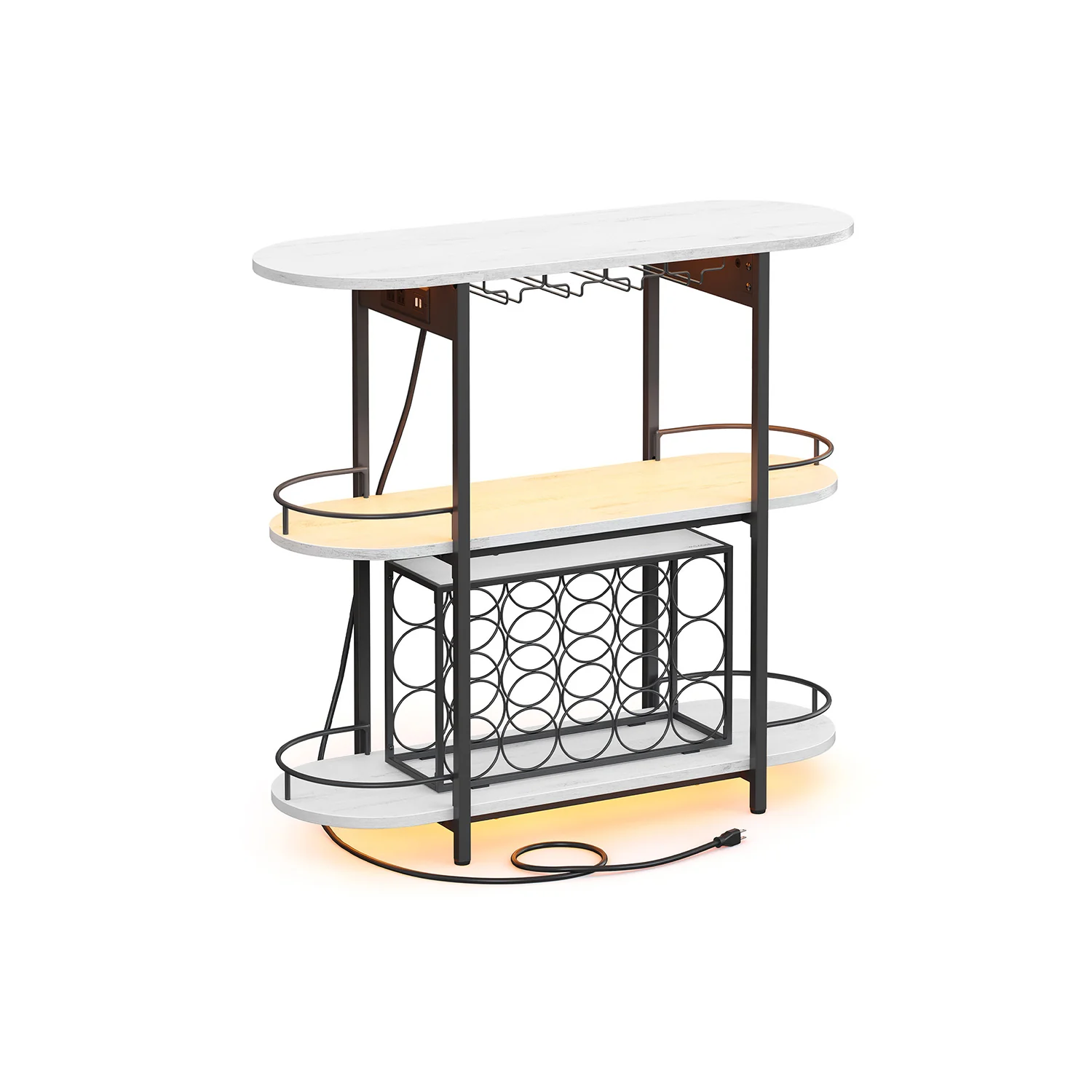 Bar Cabinet with LED Lights and Power Outlets - Image 2