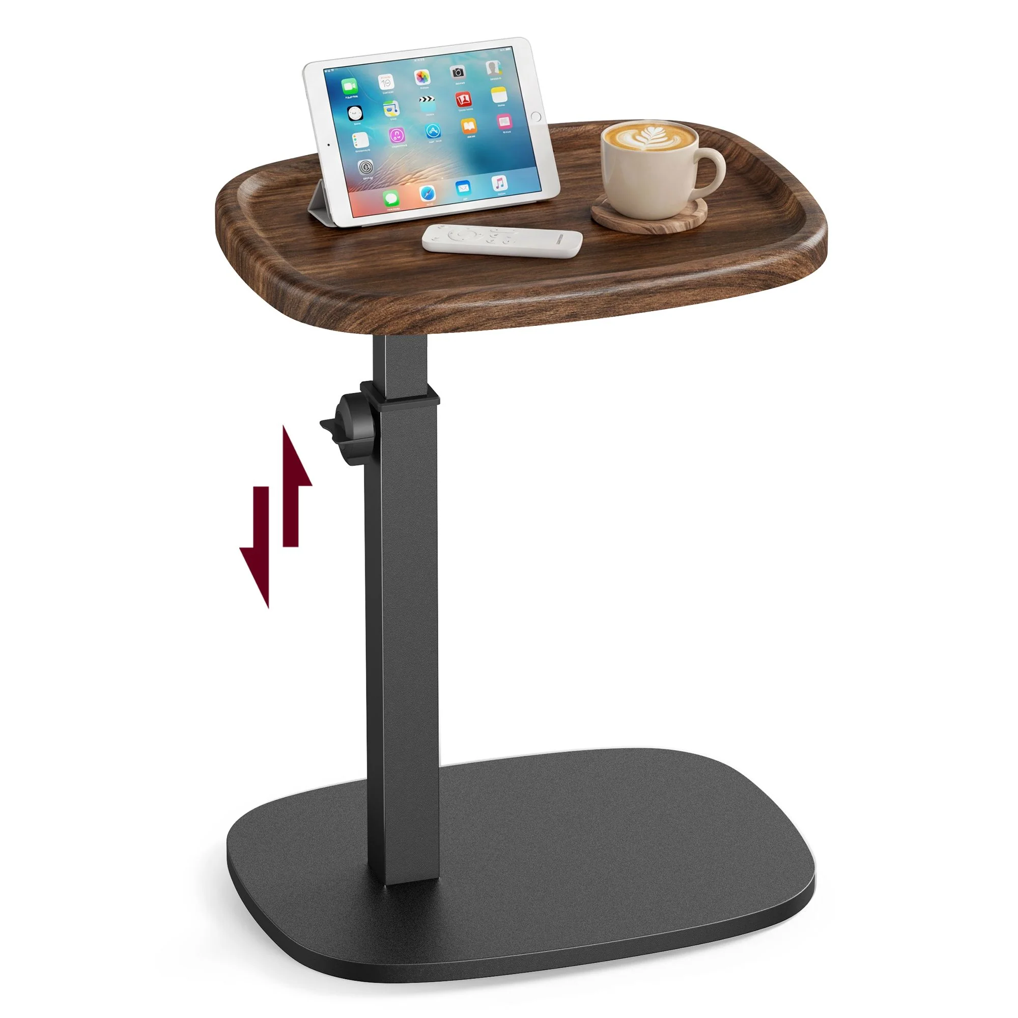 VASAGLE Couch Table, C-Shaped Sofa Side End Table, Bedside Table, Adjustable Height, for Small Spaces