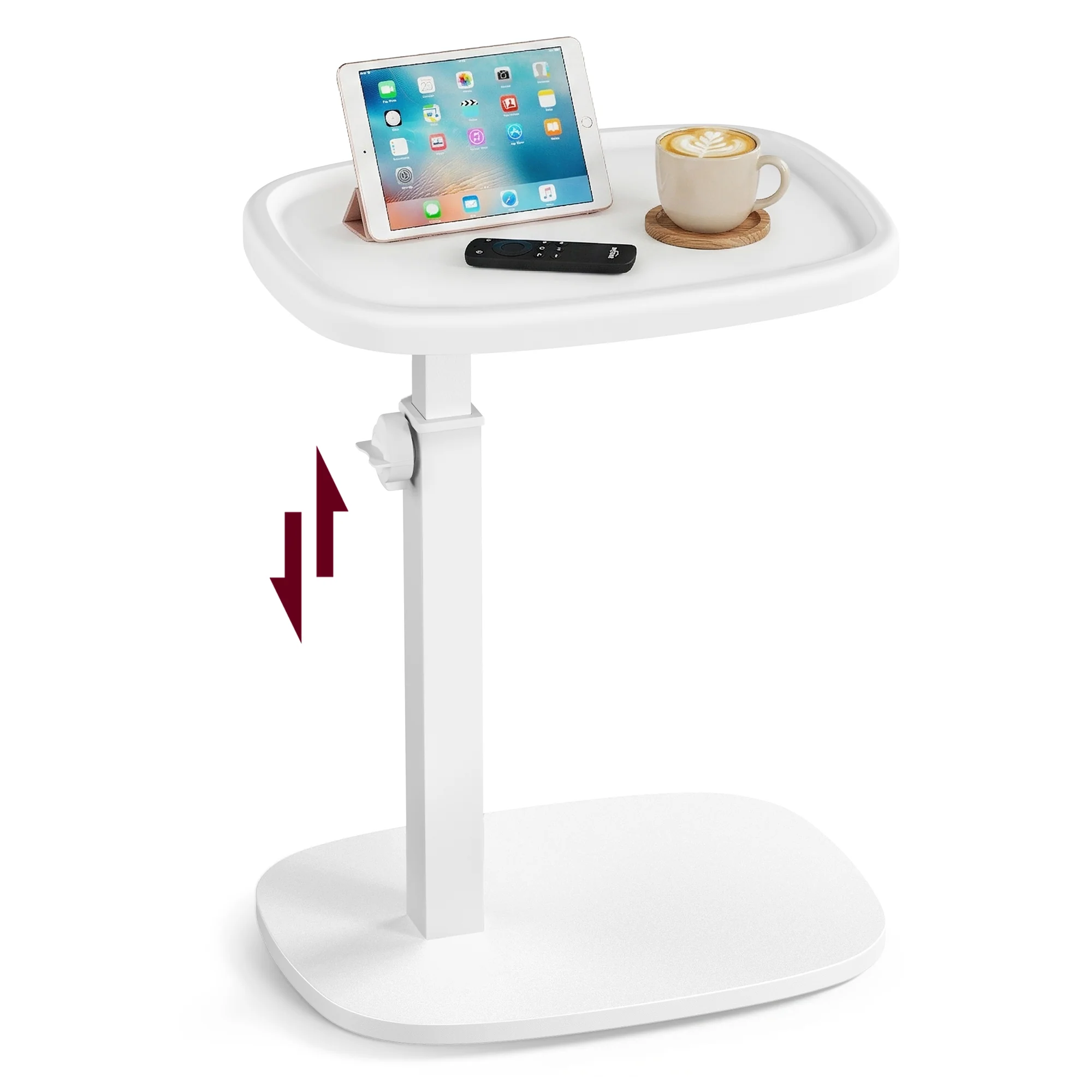 VASAGLE Couch Table, C-Shaped Sofa Side End Table, Bedside Table, Adjustable Height, for Small Spaces - Image 3