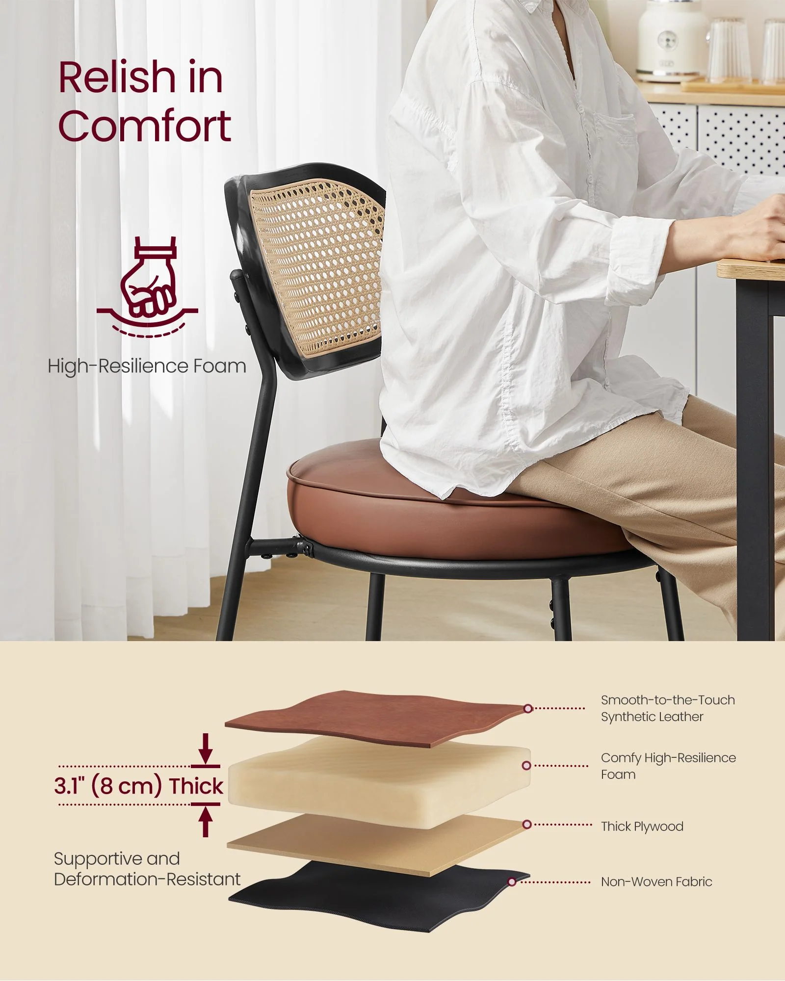 VASAGLE Dining Chairs, Set of 2 Dining Room Chair