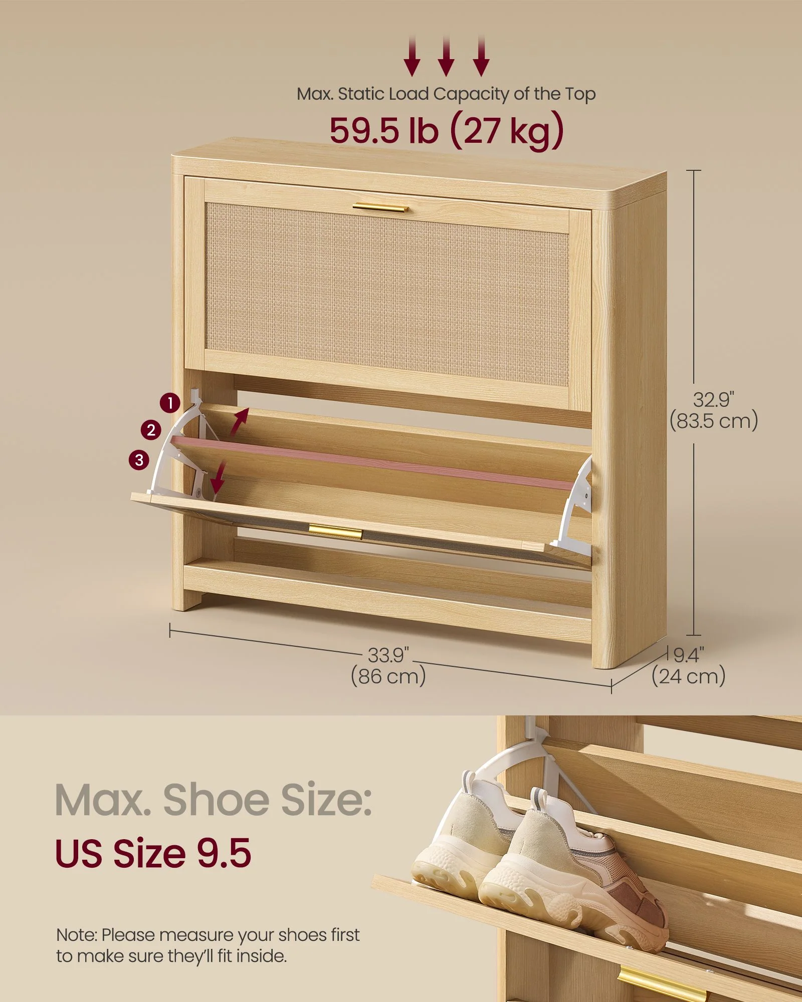 VASAGLE ELLAN Collection - Boho Shoe Storage Cabinet