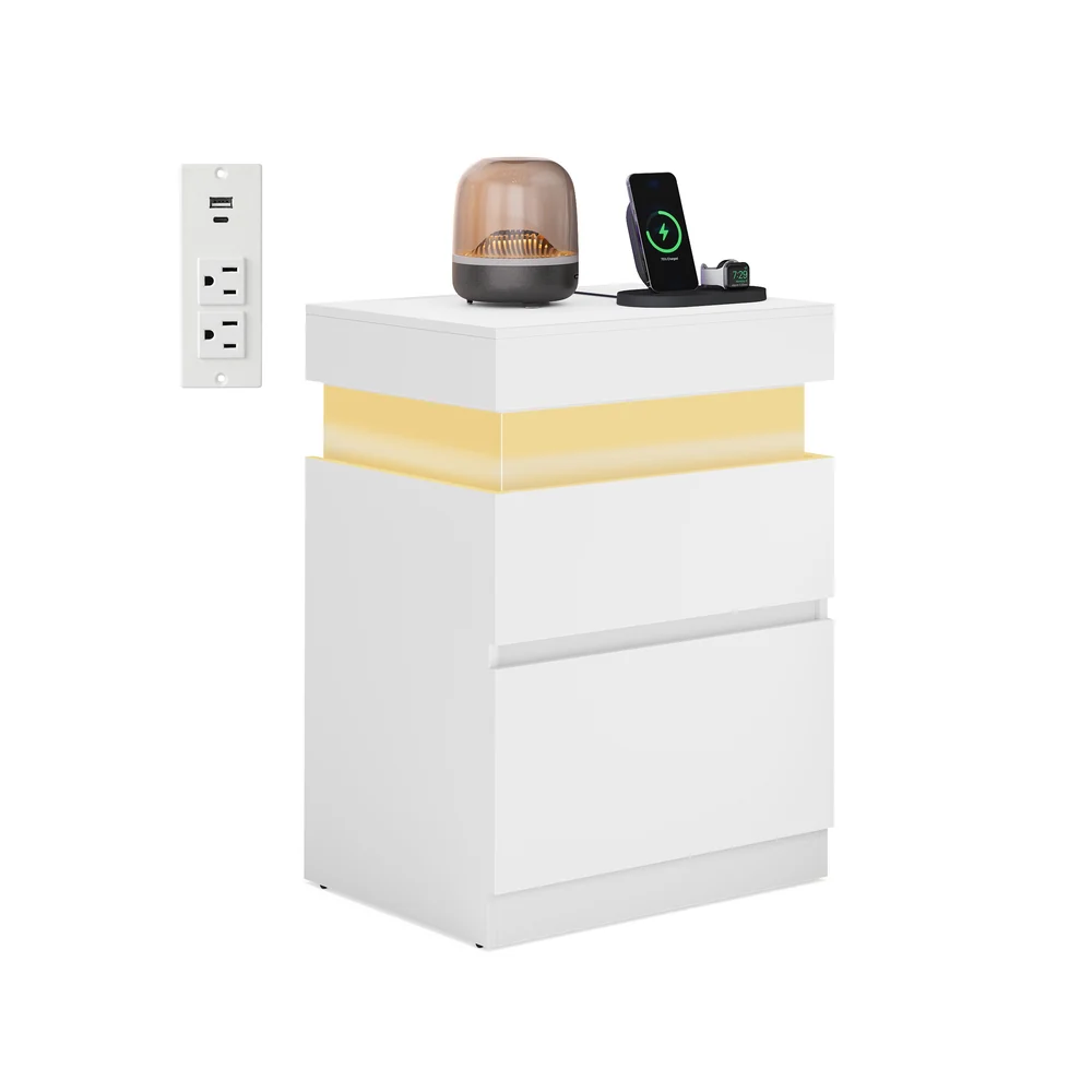 KAILYN Collection - Nightstand with Power Outlets, Sliding Lid - Image 3