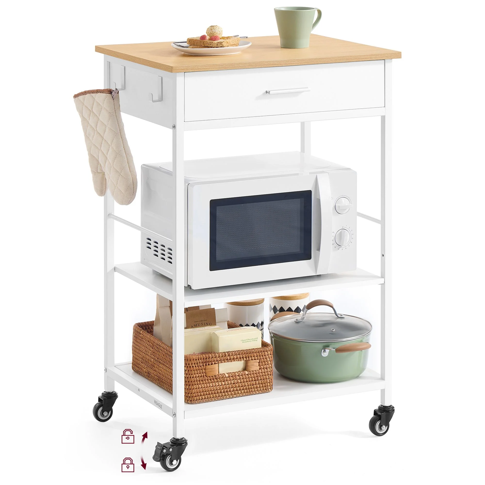 VASAGLE Kitchen Rolling Island, Mobile Kitchen Cart with Storage on Wheels