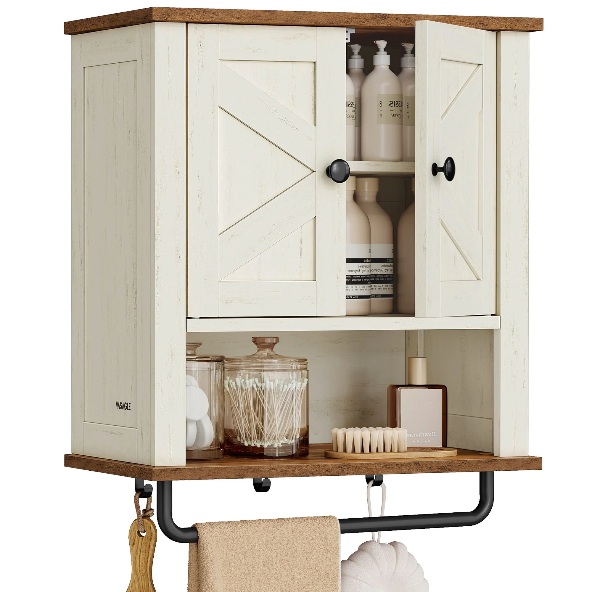 Liry Collection - Bathroom Wall Cabinet, Farmhouse Wall-Mounted Medicine Storage Cabinet with 2 Barn Doors - Image 2
