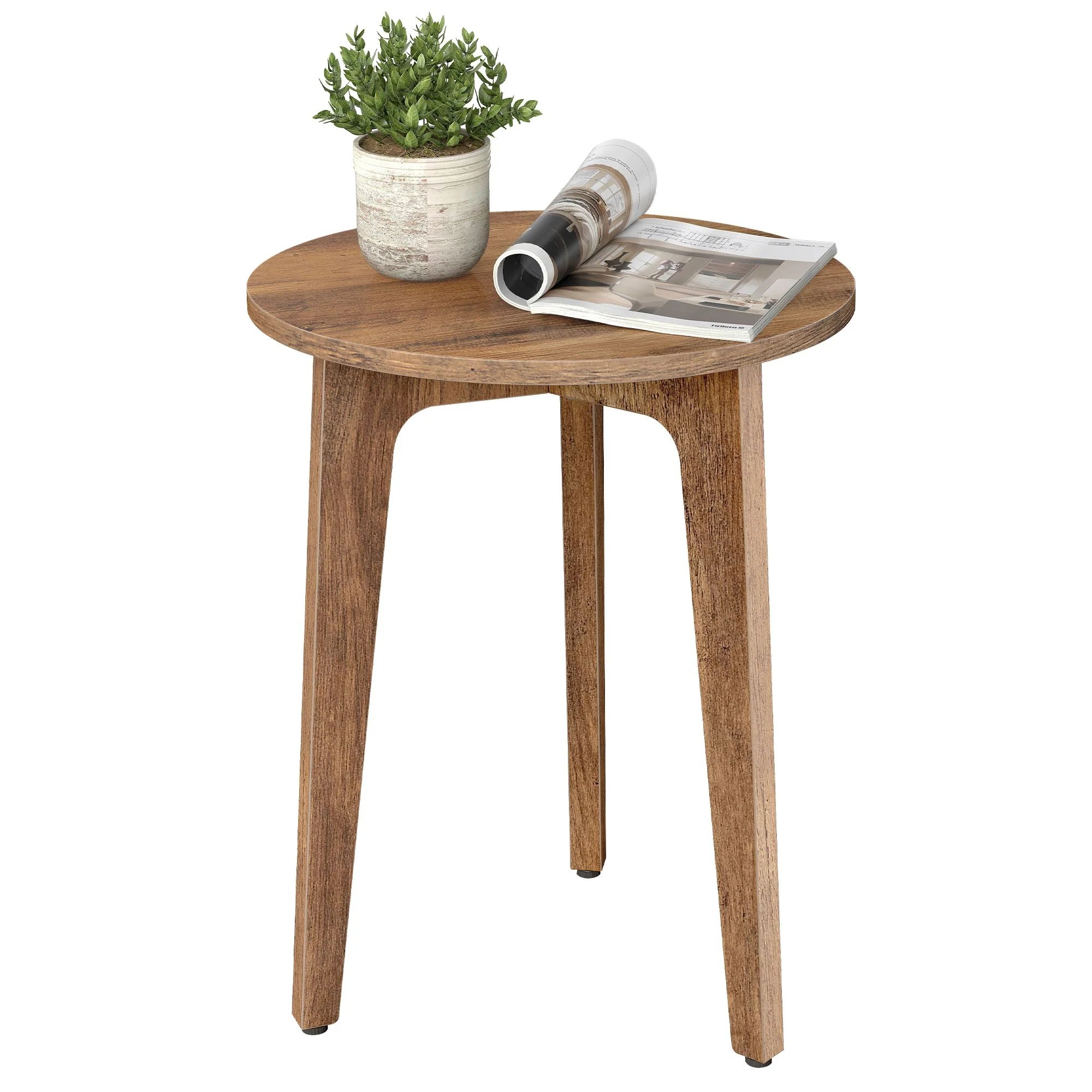 Maezo Collection - Small Side Table, Round End Table, Nightstand with Tapered Legs - Image 3