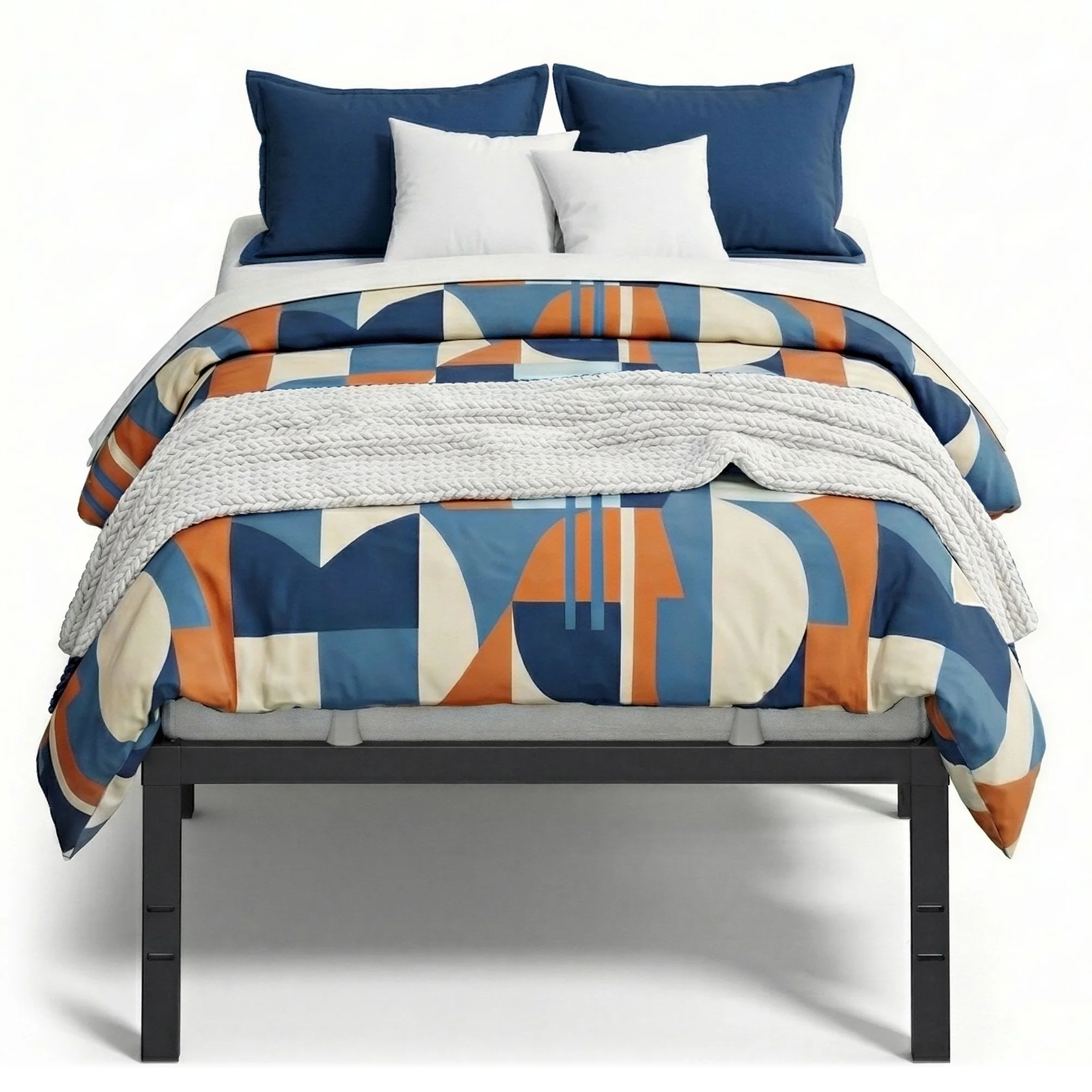 Metal Bed Frame with Under-Bed Storage