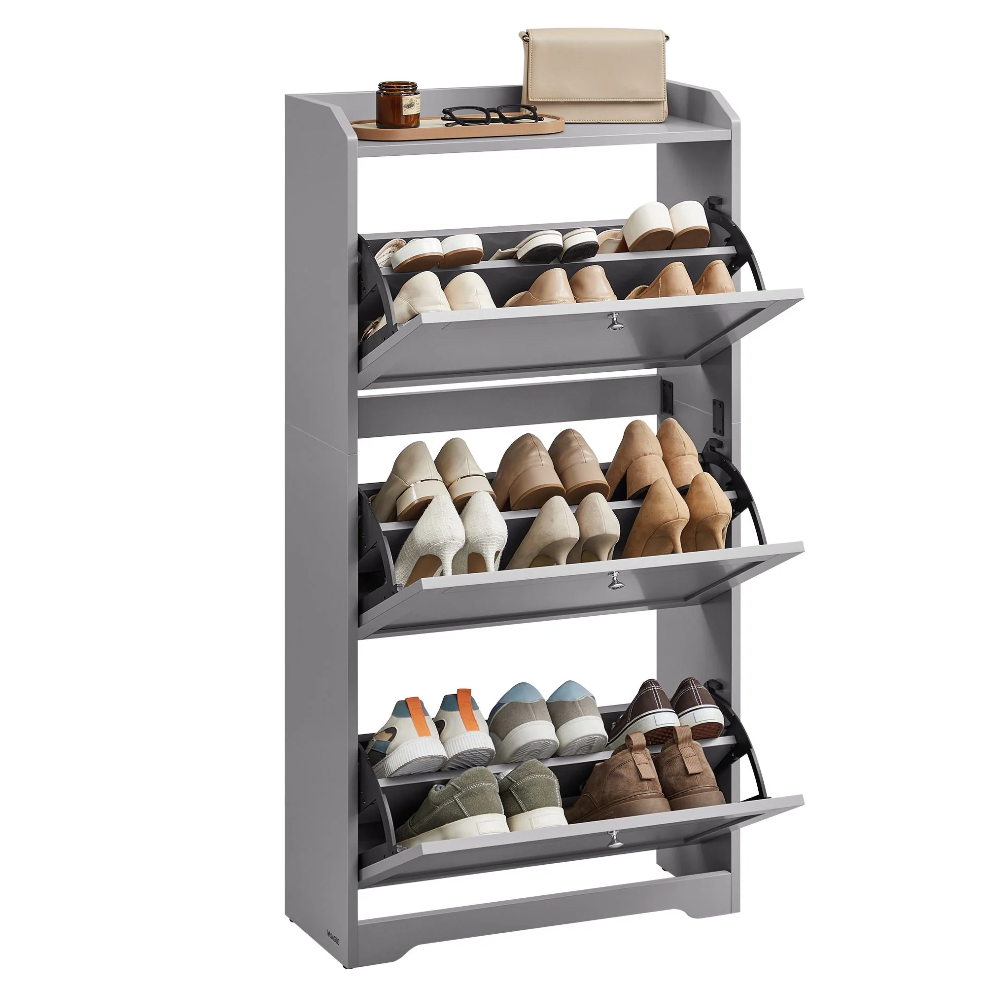 Shoe cabinet with flip drawers and adjustable dividers - Image 3