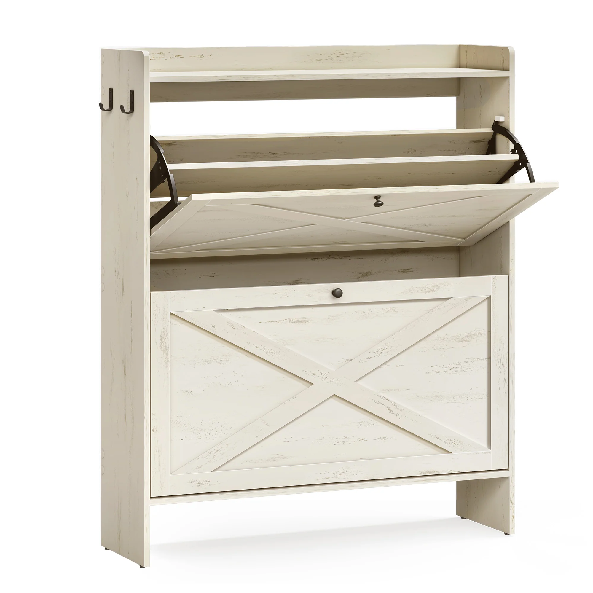 VASAGLE Shoe Storage Cabinet Organizer with 2 Flip Drawers - Image 3