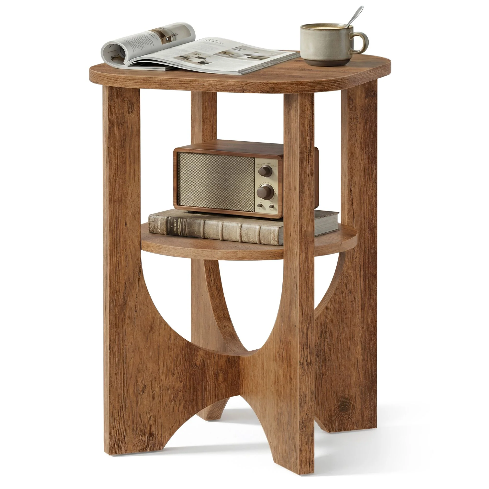 Small side table with lower shelf for bedroom or living room